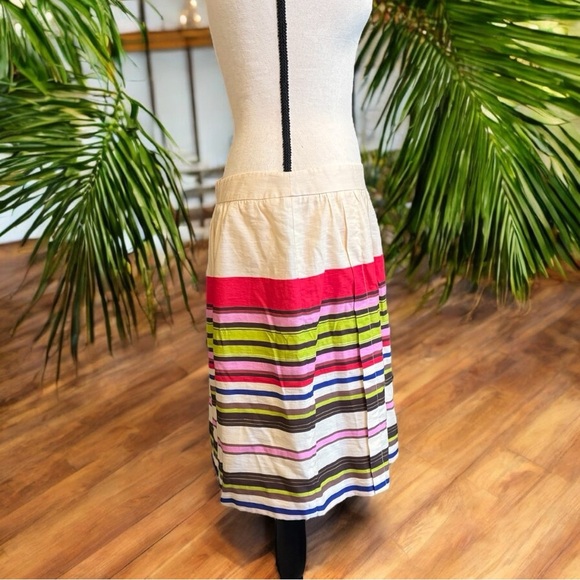 LOFT Multicolor Striped Pleated Skirt - Size 8 - Picture 3 of 15